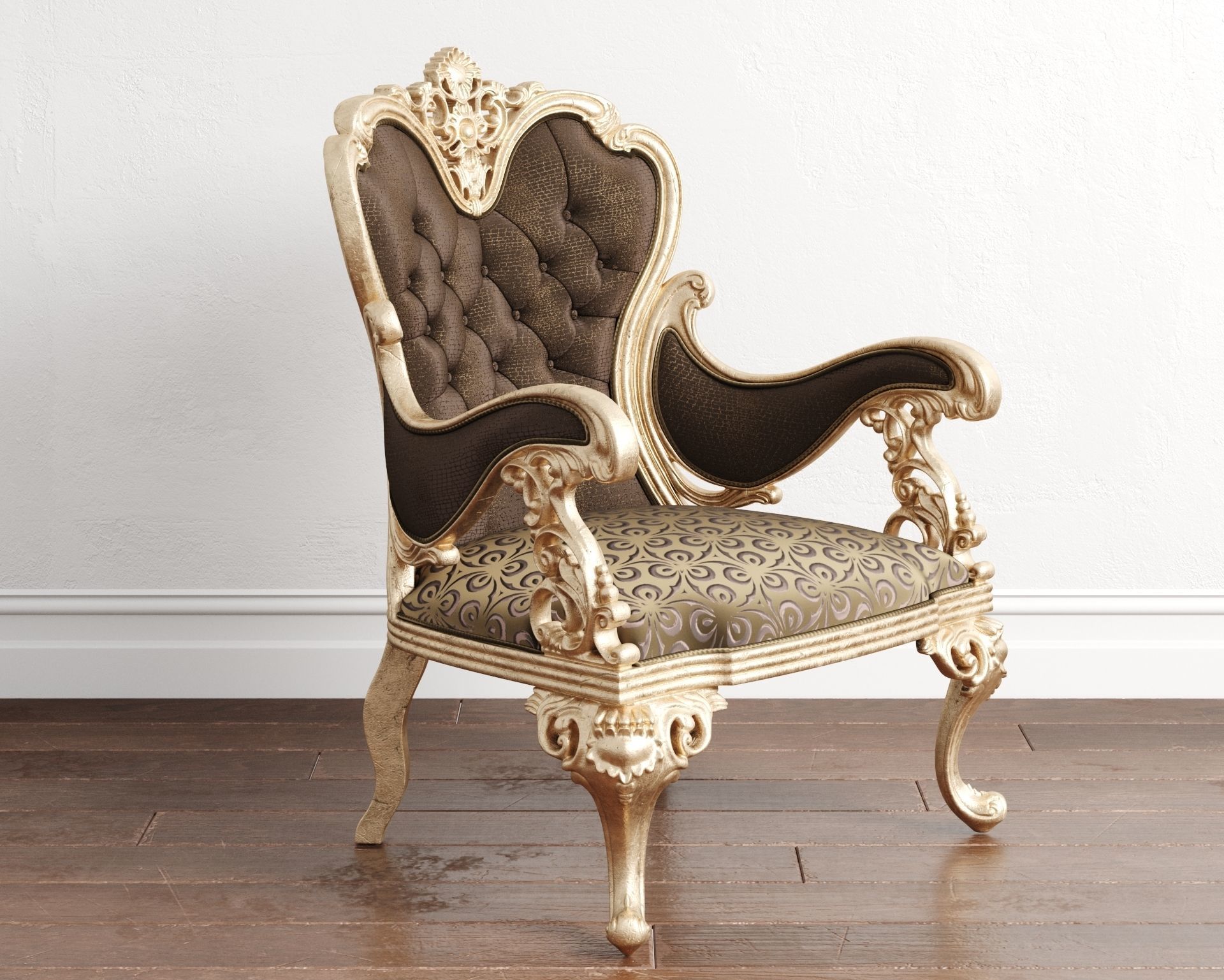 classical gold and fabric chair